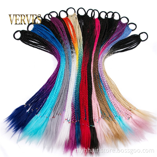 10 Pcs Synthetic Hair Ties Gradient Crochet Braid 24 inch Rainbow Hair-Ring Braid Ponytail for Women Braided Drawstring Ponytail